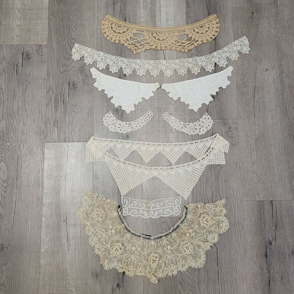 Vintage Lace Collar & Trim Assortment 7 Pieces Beige & White Intricate Designs F - Picture 1 of 6